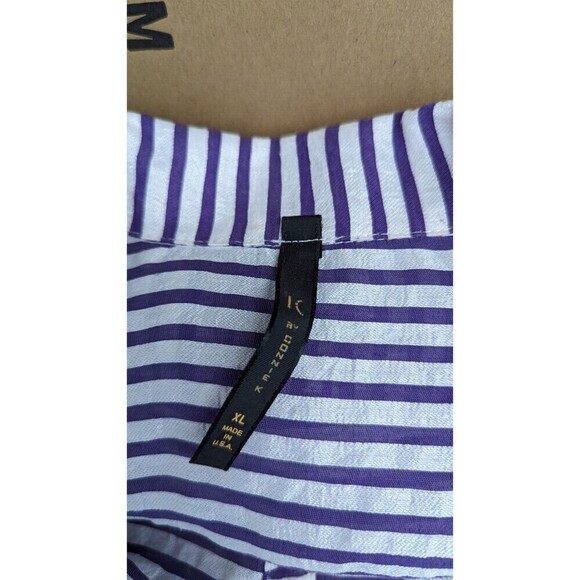 IC Connie K Striped‎ Lagenlook Zip Accents Button Front Casual Tunic Top XL - Picture 7 of 10